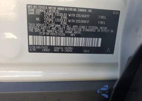 2025 Toyota Rav4 Xle from USA, damaged, VIN 2T3P1RFV9SC514528